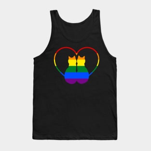 Couple Cat Love LGBT Pride Month Tank Top